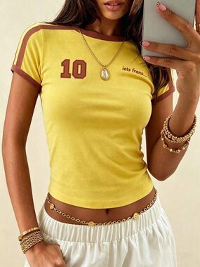 IETS FRANS Mia Soccer Baby Tee | Small In Yellow